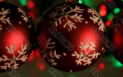 Three Red Snowflake Baubles