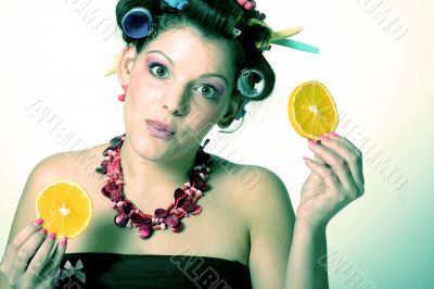 woman with oranges