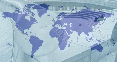 blue and grey world map