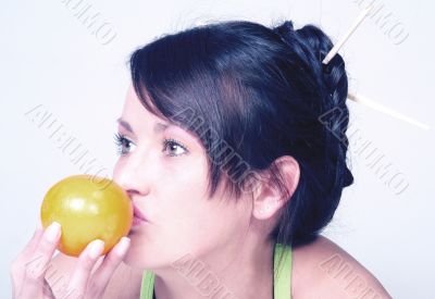 woman with orange