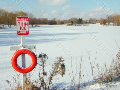 thin ice sign