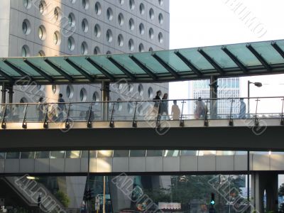 People walking on the bridge