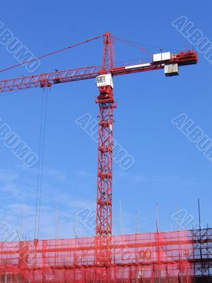 Crane in red
