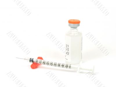 Insulin bottle and syringe