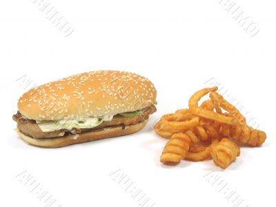 Grilled chicken burger and twister fries