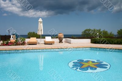 swimming pool with sunshade