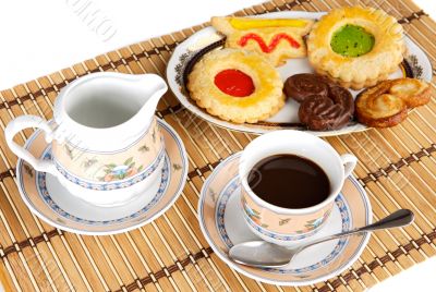 Cup of coffee with cakes