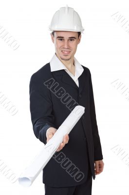 attractive young architect giving planes
