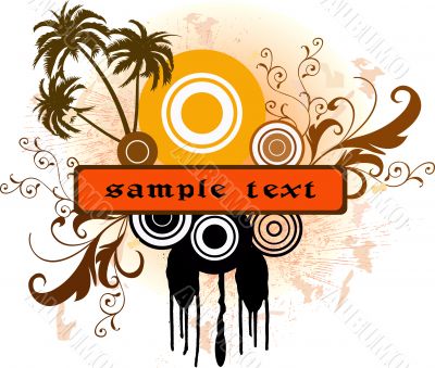 Floral background with frame - vector