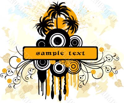 Floral background with frame - vector