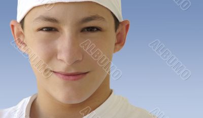 Boy in a white hat