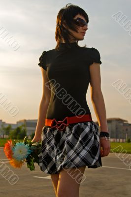 young woman in trendy dress