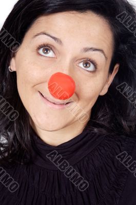 attractive lady with a red nose