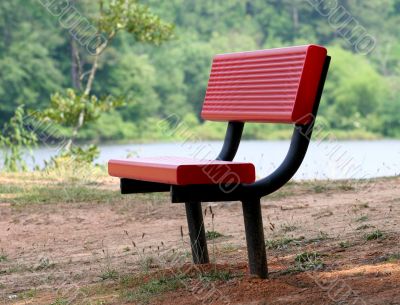 Red Bench at Lake