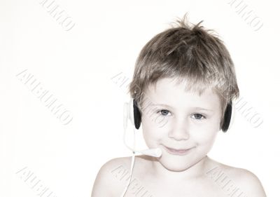 child with headphone