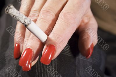 Red Fingernails and Cigarette