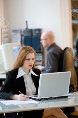 at the office