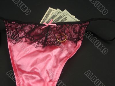 Sexy lingerie and money