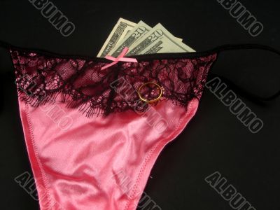 Sexy lingerie and money