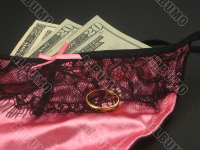 Sexy lingerie and money