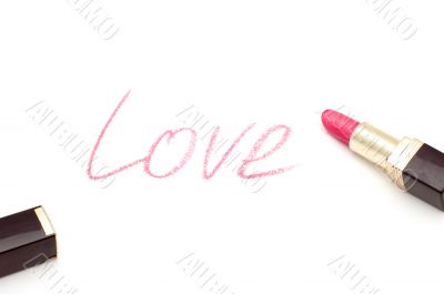 lipstick and inscription