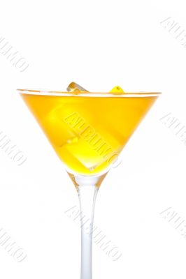 Orange cocktail with ice cubes