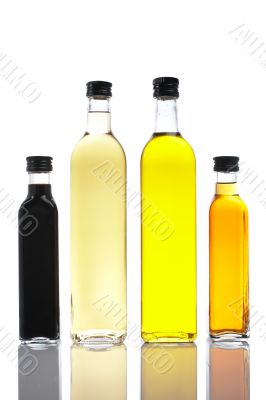 Bottles of olive oil and vinegar