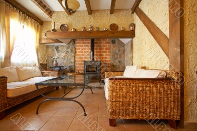 Living room with fireplace