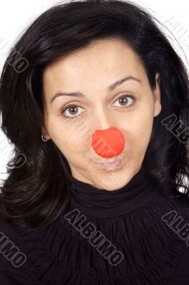 attractive lady with a red nose