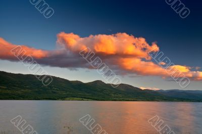 Colorful sunset over the lake