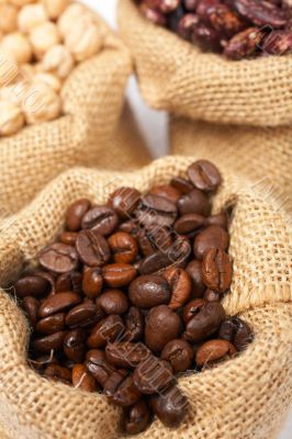 Burlap sack with coffee