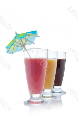 Milkshakes of strawberry, vanilla and chocolate