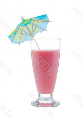 Strawberry milkshake with umbrella