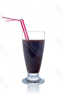 Chocolate milkshake with straws
