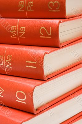 Stacked Red Books - Close View