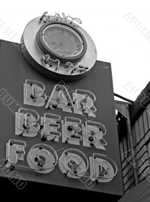 Bar Beer Food Black and White