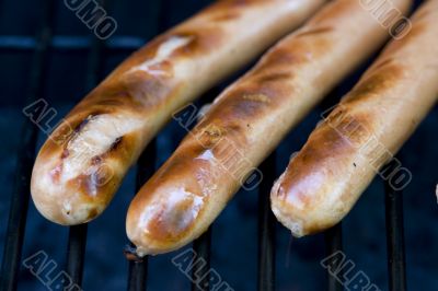 grilling hotdogs