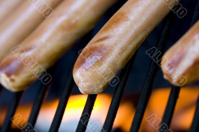 grilling hotdogs