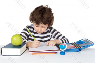 adorable child studying
