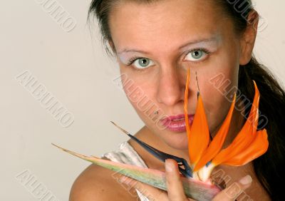 woman with flower