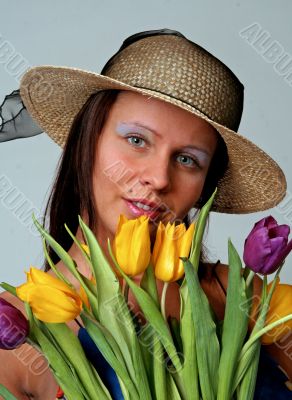 woman with tulips