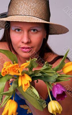 woman with tulips