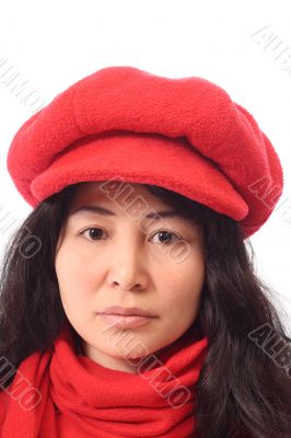 Asian girl in red cap