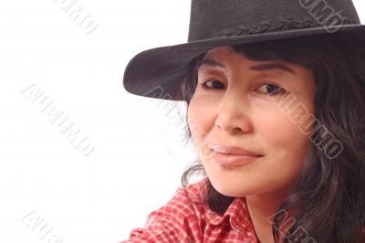 Asian girl in black hat