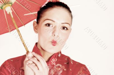 kissing geisha