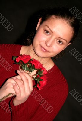 woman with flowers
