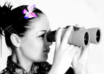 woman with spyglasses