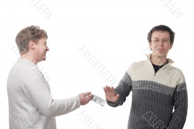 Man refusing money