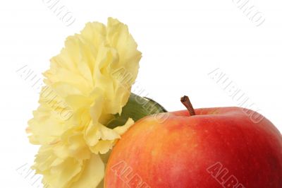 Flower and red apple