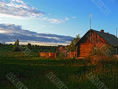 Evening in russian village